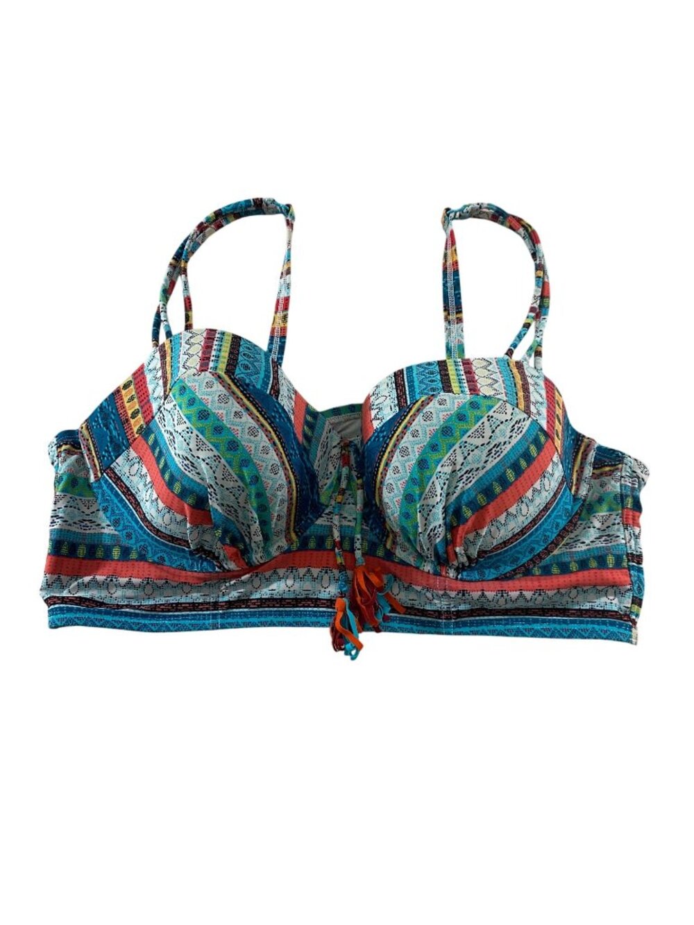 Cacique Swim Women's Lightly Lined Underwired Multi Color Bandeau Top - 42DD